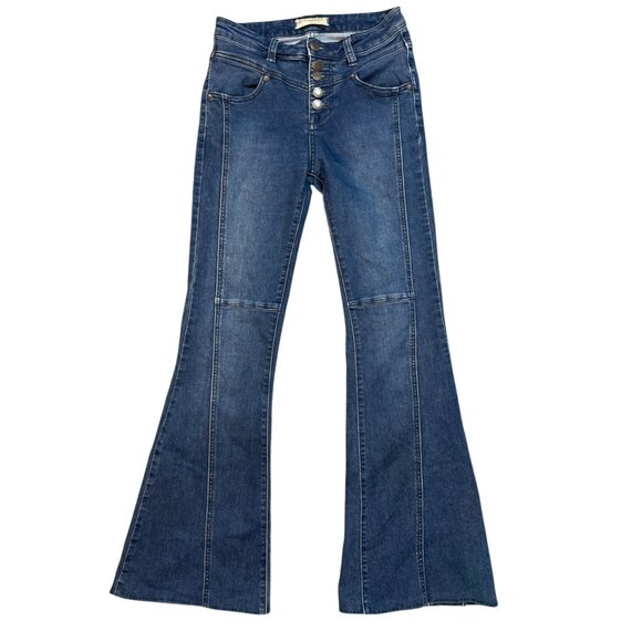 Free People Denim - Free People Womens Mid-Rise Flare Leg Jeans Size 25 Seam Detail Y2K 90s Skater